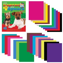 Набор цветного картона и бумаги А4 16+10 цветов HATBER VK 195*275мм немелованные склейка (5/20)