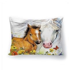 Подушка декоративная с 3D рисунком "Лошади"