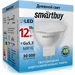 Лампа диод MR16 GU5.3 12Вт 4000К 960Лм SmartBuy (100)