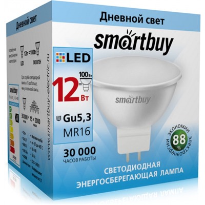 Лампа диод MR16 GU5.3 12Вт 4000К 960Лм SmartBuy (100)