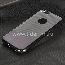 Задняя панель для iPhone6 Пластик/вырез под логотип В ПОЛОСКУ (черная)