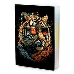 MOB242 Обложка для паспорта ПВХ Тигр в очках