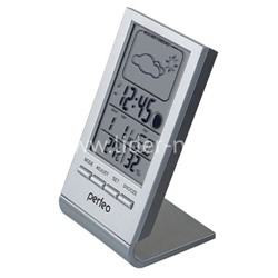 Часы-метеостанция Perfeo Angle PF-S2092 время, температура, влажность, дата (серебро)