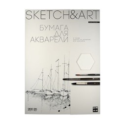 Бумага SKETCH ART ДЛЯ АКВАРЕЛИ А3 (297х420 мм) 20 листов В ПАПКЕ 200 г/м2 4-20-146/03 Bruno Visconti