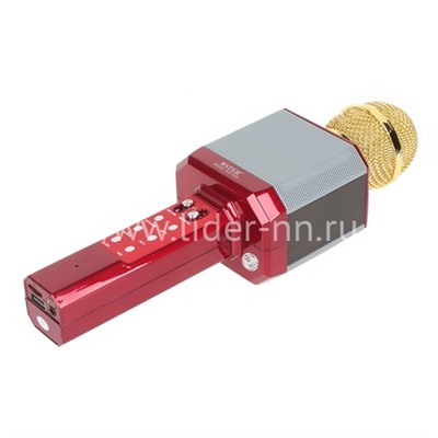 Колонка-микрофон (WS-1828) Bluetooth/USB/micro SD/LED/караоке/меняет голос (красная)