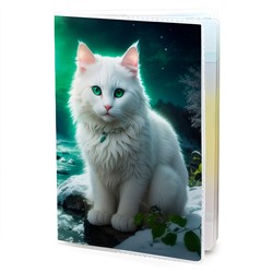 MOB595 Обложка для паспорта ПВХ Белая кошка