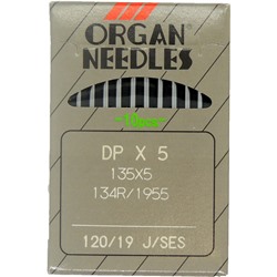 Иглы Organ для прямострочных машин с толстой колбой (DP*5/120 SES) ПШМ № 120 SES, уп. 10 шт
