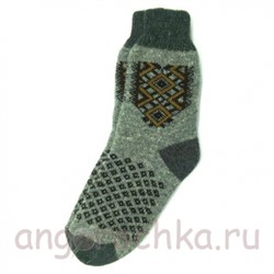 Мужские шерстяные носки с коричневым орнаментом - 504.89