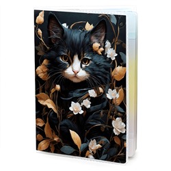MOB600 Обложка для паспорта ПВХ Кошка и цветы