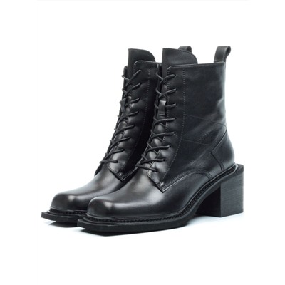 01-E21B-2A BLACK Ботинки демисезонные женские (натуральная кожа, байка)