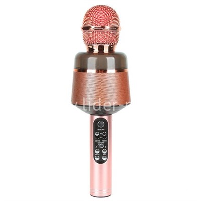 Колонка-микрофон (Q008) Bluetooth/USB/micro SD/FM/AUX/караоке/LED/меняет голос (розовый)