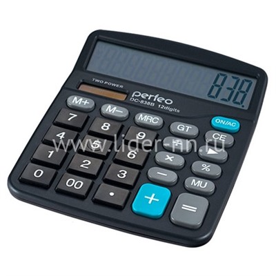 Калькулятор Perfeo (PF_3288) бухгалтерский; 12-разр., DC-838B GT (черный)
