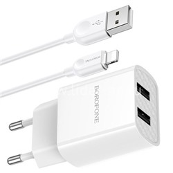 СЗУ Lightning 2 USB выхода (2100mAh/5V) BOROFONE BA53A (белый)