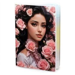 MOB693 Обложка для паспорта ПВХ Женщина с цветами