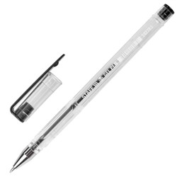 Ручка гелевая STAFF Basic GP-789, ЧЕРНАЯ, корп,прозрач, хром,детали, узел 0,5 мм,142789