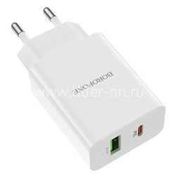 СЗУ 1 USB выход 20W PD+Quick Charge 3.0 (5V-3.0A/9V-2.0A/12V-1.67A) BOROFONE BA56A (белый)