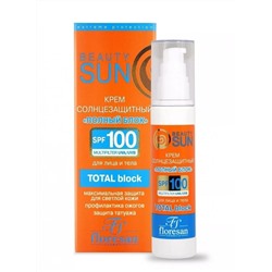 Солнцезащитный крем Floresan Beauty Sun Полный блок, SPF 100, 75ml