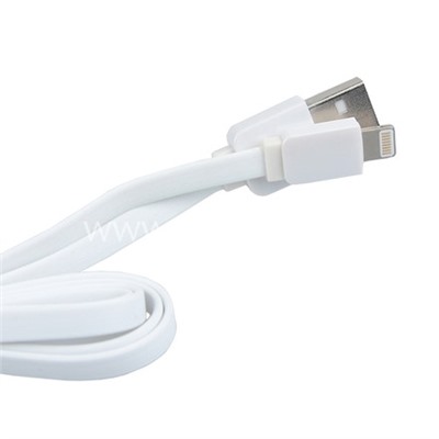 USB кабель Lightning 1.0 м (без упаковки) ПЛОСКИЙ белый