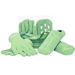 L76(2) Набор - увлажняющая маска-носки и маска-перчатки JessNail, светло-зеленые