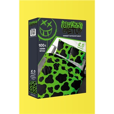 Постельное белье 1. 5 перкаль Crazy Getup (50х70; 70х70) рис. 16397-4/16405-1 Green cow