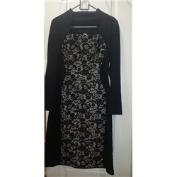 (1), Платье-футляр с рукавами, р-р 50, цвет черный/золотистый