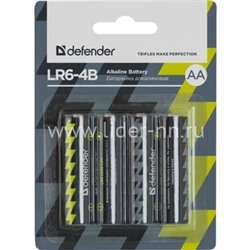 Батарейка алкалиновая DEFENDER LR06/4B