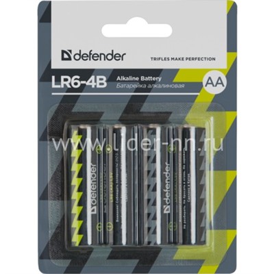 Батарейка алкалиновая DEFENDER LR06/4B