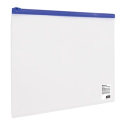 Папка-конверт на молнии А4 Brauberg прозр 0,11мм синяя (20/300)