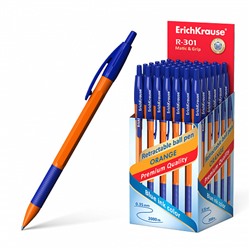 Ручка шариковая автоматическая ErichKrause® R-301 Matic&Grip Orange 1.0, цвет чернил синий  46762