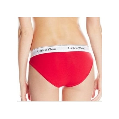 Женские трусы (плавки) Calvin Klein красные с белой резинкой B044