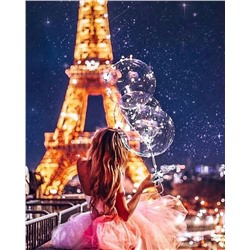 Картина по номерам 40х50 «Девушка и ночной Париж»