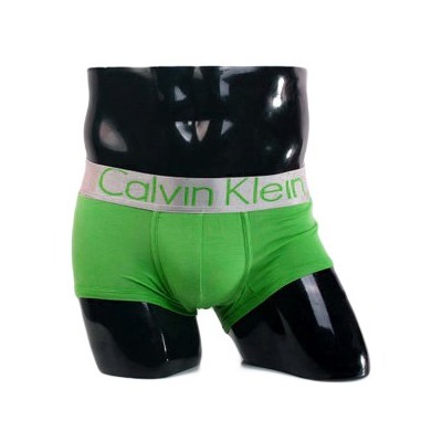 Трусы Calvin Klein зеленые с серебряной резинкой Steel A007