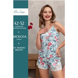 Пижама женская майка, шорты пижамные Mia Cara SS23WJ337 Blueberry Night