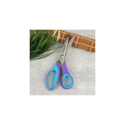 Ножницы «Волна», 23 см, шаг - 3,5 мм, цвет голубой/фиолетовый
