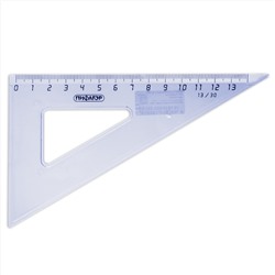 210617 Треугольник пластик 30*13 см ПИФАГОР, тонированный, прозрачный, голубой,