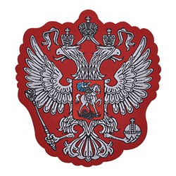 NS069-01 Нашивка Российский герб, 8х7см, цвет красный