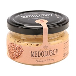 Мёд-суфле Медолюбов урбеч с семенами льна (темный) 100мл