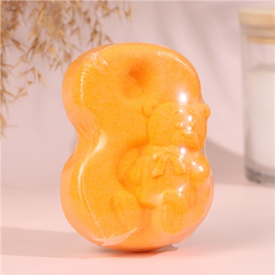 Бомбочка для ванны "С 8 марта с мишкой" с ароматом персика, 120 гр, оранжевая