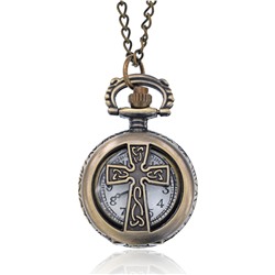 WA092 Открывающиеся часы - кулон с цепочкой Кельтский крест