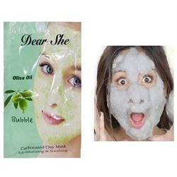 Пузырьковая маска для лица Dear She Olive Oil Bubble Carbonated Clay Mask 1штука*12гр