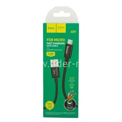 USB кабель micro USB 1.0м HOCO X89 (черный) текстильный 2.4A
