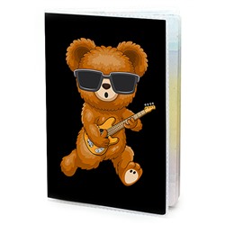 MOB155 Обложка для паспорта ПВХ Тедди с гитарой