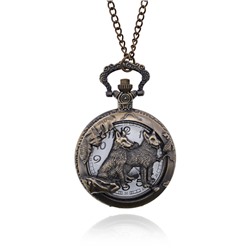 WA113-06 Открывающиеся часы - кулон с цепочкой Восточный гороскоп, Собака