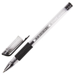 Ручка гелевая 0,35 мм черная (Staff)