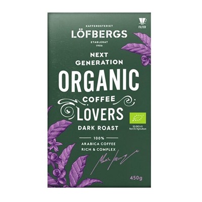 Кофе заварной Löfbergs Lila Next Generation ORGANIC Coffee Lovers Tumma 450 гр