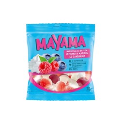 «Mayama», мармелад жевательный с желейной начинкой со вкусом черники и малины со сливками, 70 г