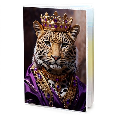 MOB576 Обложка для паспорта ПВХ Леопард с короной