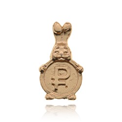 SR-K-30134 Кошельковый сувенир Кролик денежный с Рублём, цвет золотой