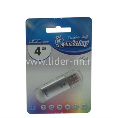 USB Flash 4GB SmartBuy V-Cut серебро 2.0