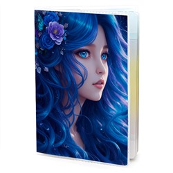 MOB690 Обложка для паспорта ПВХ Девушка с синими волосами